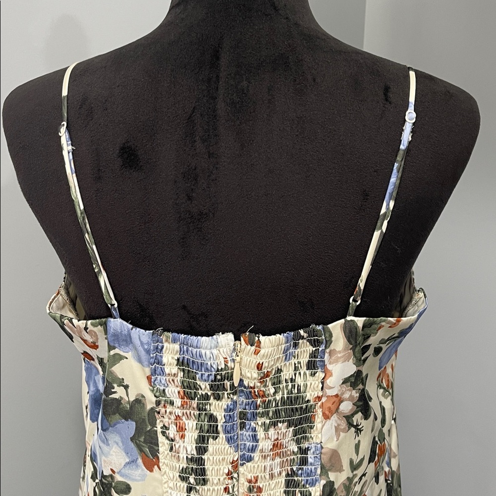 Abercrombie & Fitch Camille Dress cream blue green floral print size Large women - Picture 6 of 16